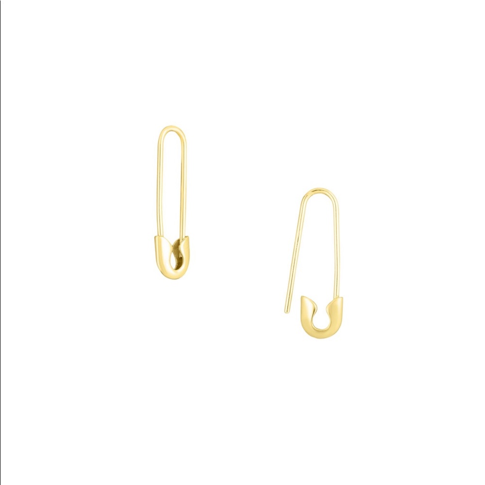 14k gold plated safety pin earrings.